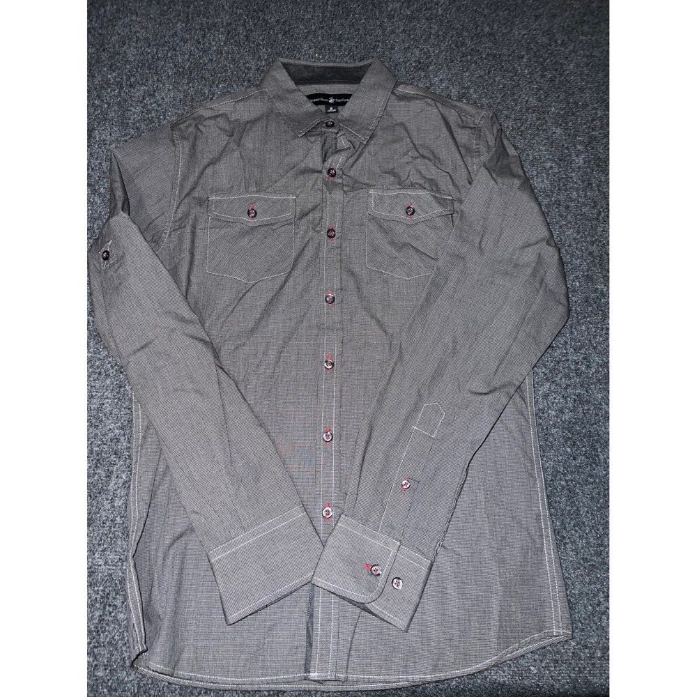 Beverly Hills Polo Club Mens Small Gray Button Down Long Sleeve Shirt